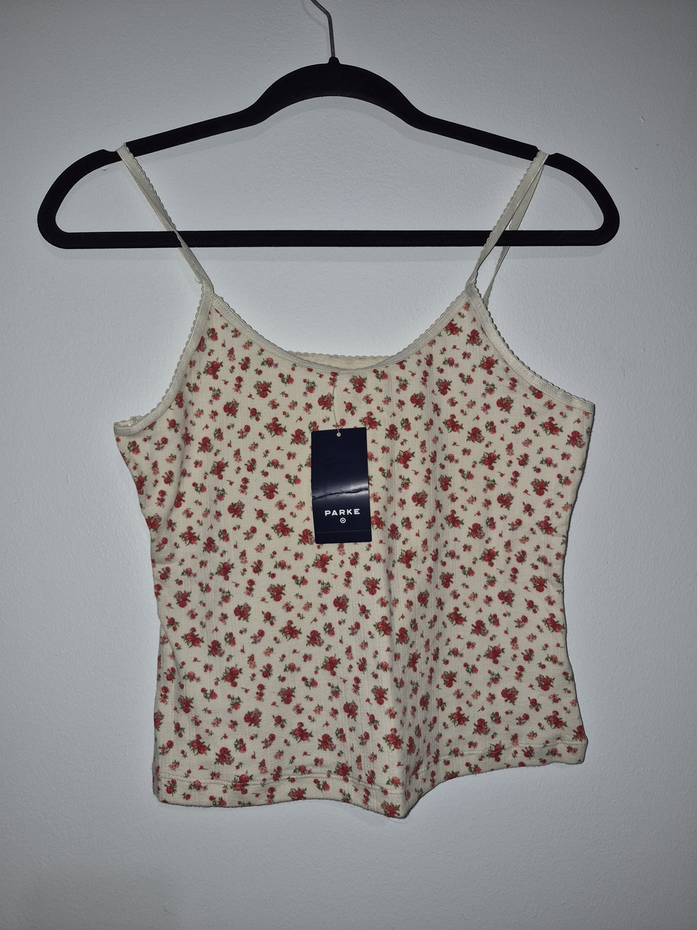 Parker Cream Cami with Red Floral Print